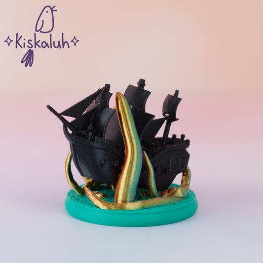 Black pearl and the kraken, decorative figure