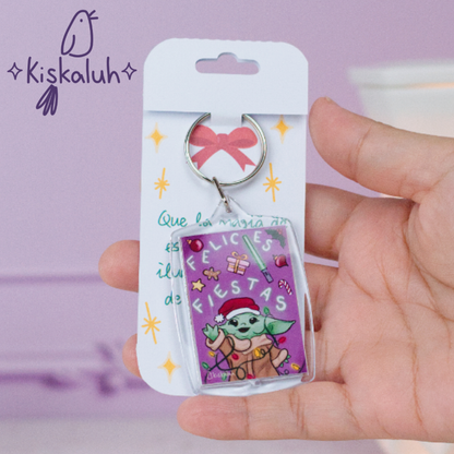 Grogu Felices Fiestas - Llavero acrílico