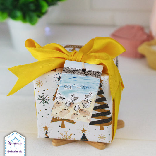 Gaviotas en la playa de Veracruz - 5 Etiquetas para regalo, Gift Tags