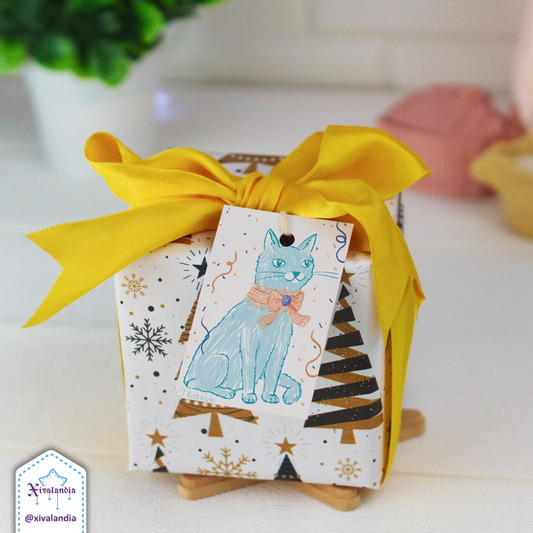 Gato Azul, fiesta - 5 Etiquetas para regalo, Gift Tags