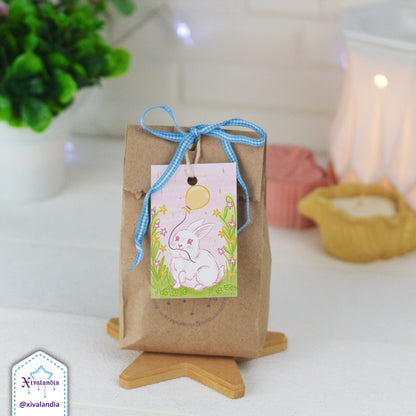 Conejo con globo - 5 Etiquetas para regalo, Gift Tags