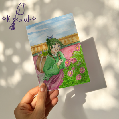 Maomao y peonias - Print Postal A6 / 10x15cm / 4x6 pulg.