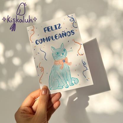 Gato Azul Cumpleaños - Tarjeta de felicitación - 10x15cm / 4x6 pulg.