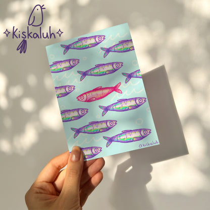 Peces Sardinas, Print Postal, Pez, A6 / 10x15cm / 4x6 pulg.