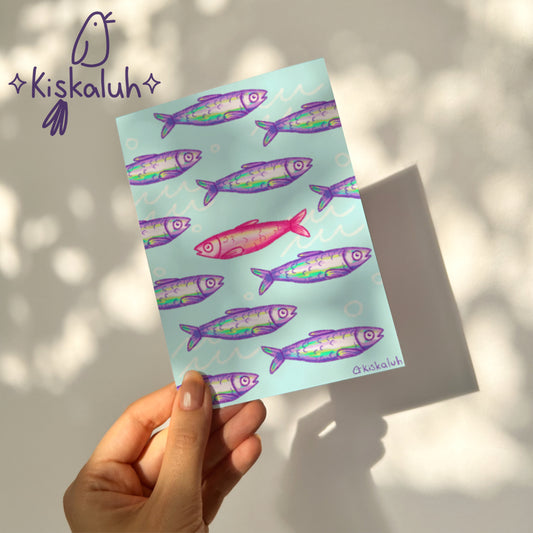 Peces Sardinas, Print Postal, Pez, A6 / 10x15cm / 4x6 pulg.