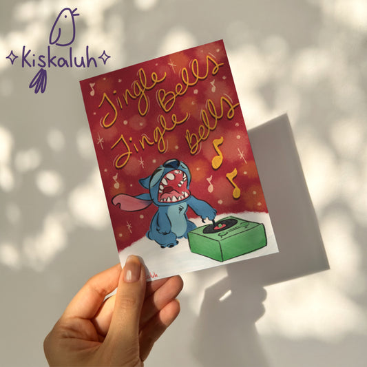 Jingle bells Stitch, Print Postal 10x15cm / 4x6 pulg.