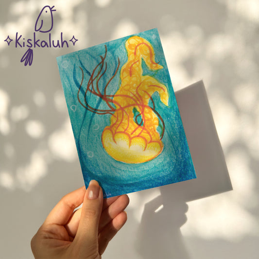 Medusa amarilla - Print Postal A6 / 10x15cm / 4x6 pulg.