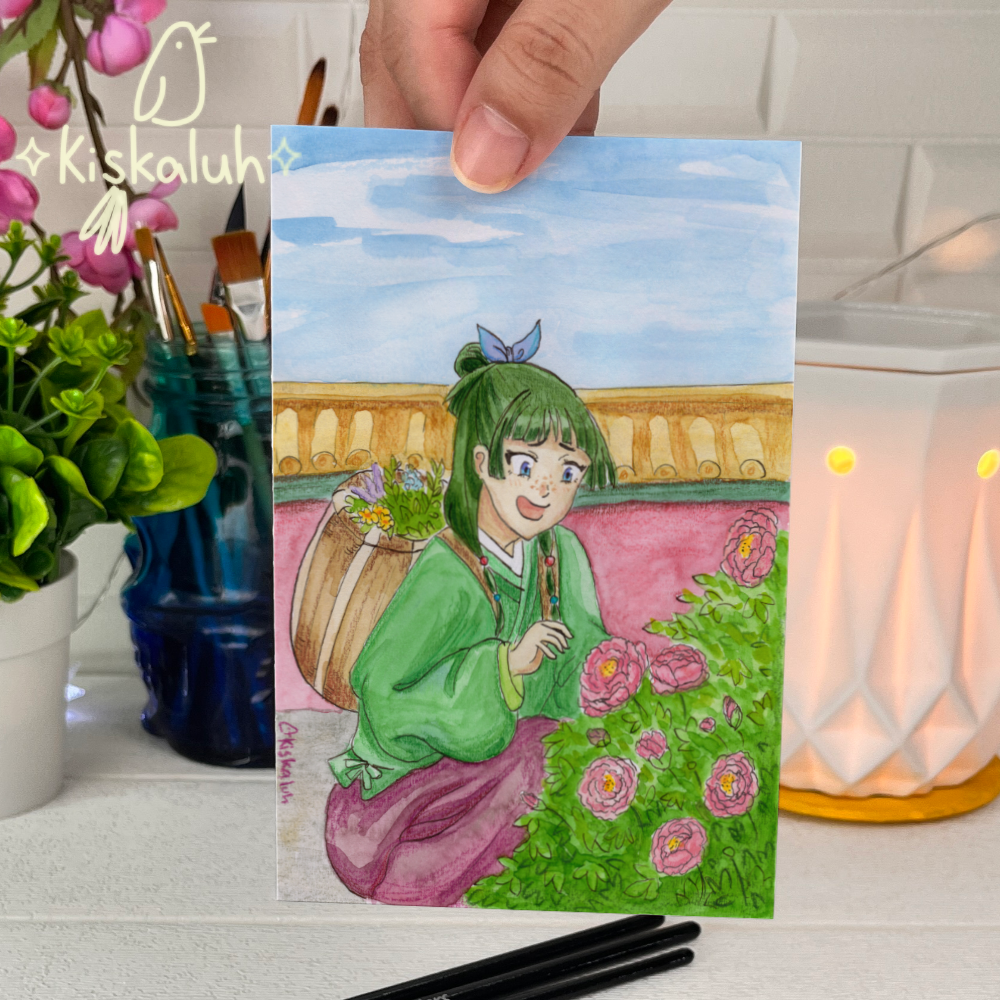 Maomao y peonias - Print Postal A6 / 10x15cm / 4x6 pulg.