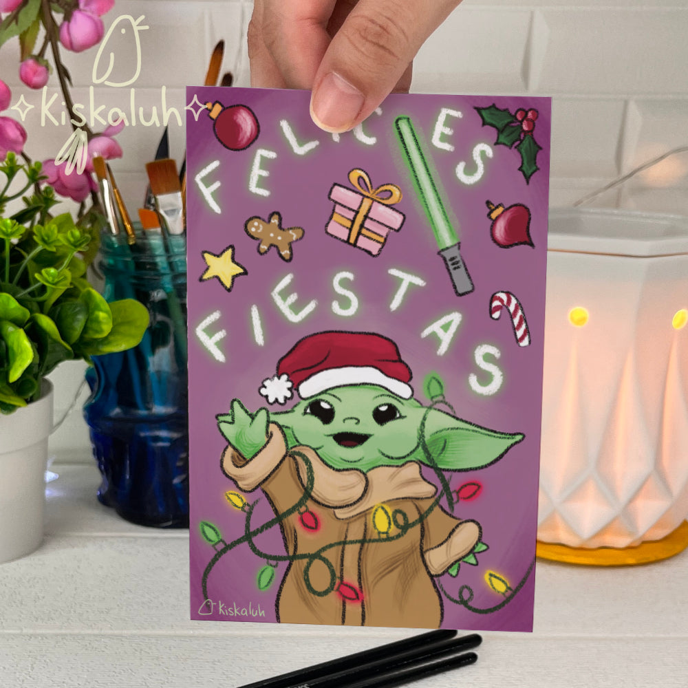 Felices fiestas bebé Alien - Tarjeta de felicitación - 10x15cm / 4x6 pulg.  Feliz Navidad star, Ilustración
