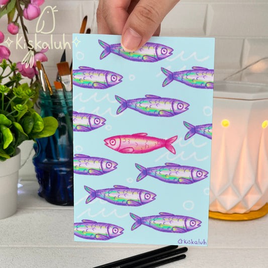 Peces Sardinas, Print Postal, Pez, A6 / 10x15cm / 4x6 pulg.