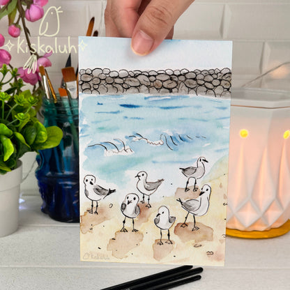 Gaviotas en la playa de Veracruz - Print Postal A6 / 10x15cm / 4x6 pulg.