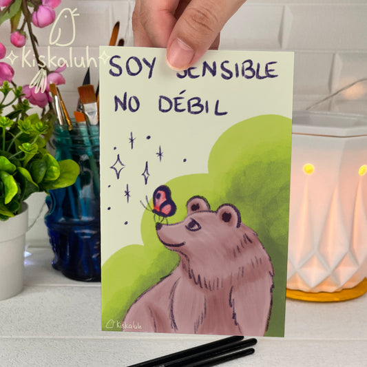 "soy sensible, no débil"  - Print Postal A6 / 10x15cm / 4x6 pulg.