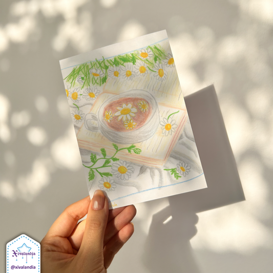 Coffee, a good book and margaritas - Print Postcard A6 / 10x15cm / 4x6 in.