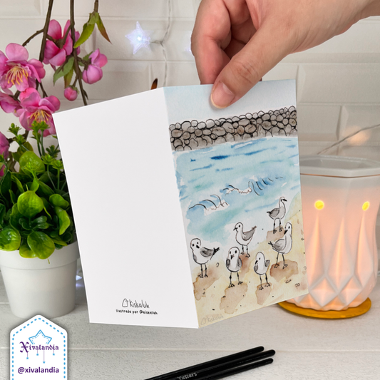 Seagulls on the beach in Veracruz - Greeting card - 10x15cm / 4x6in