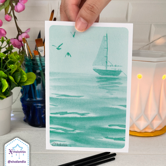 Sea and Sailboat - Print Postcard A6 / 10x15cm / 4x6 in
