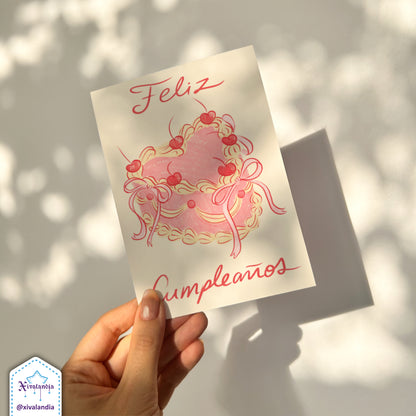 Pink Vintage Cake - Greeting Card - 10x15cm / 4x6in PP033