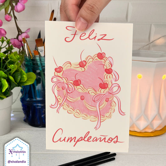 Pink Vintage Cake - Greeting Card - 10x15cm / 4x6in PP033