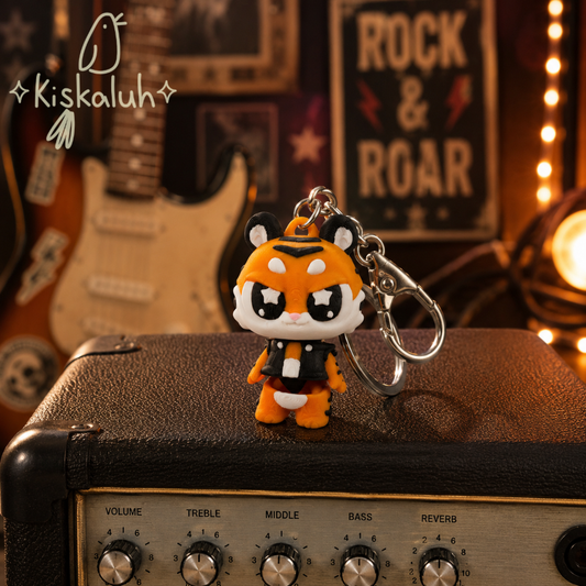 Tigre Rock Star - Llavero Flexible 3D, 5 cm