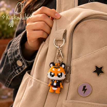 Tigre Rock Star - Llavero Flexible 3D, 5 cm