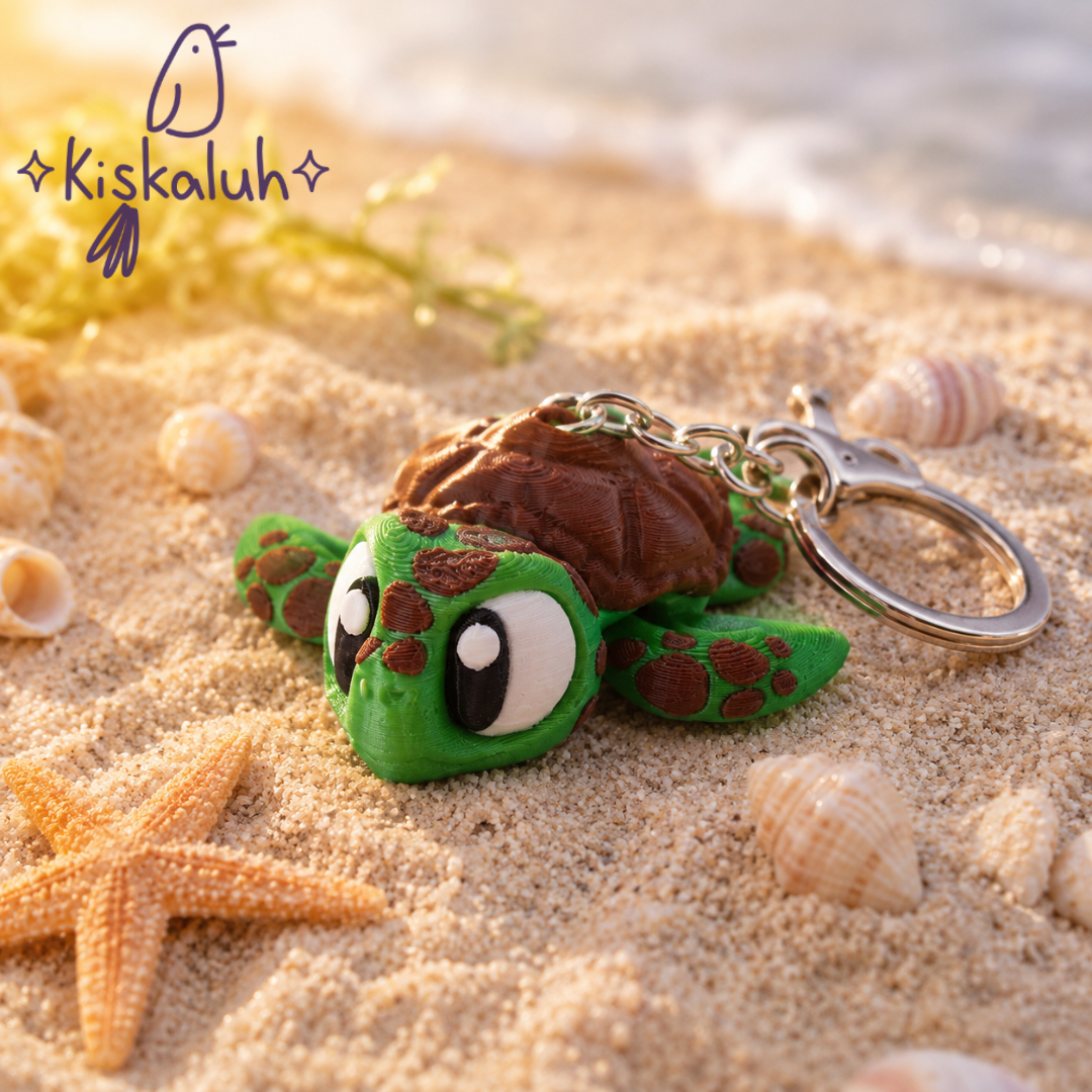 Tortuga articulada 3D, llavero bag charm, 6 cm