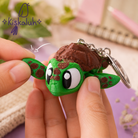 Tortuga articulada 3D, llavero bag charm, 6 cm