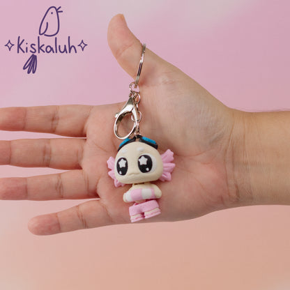 Beach axolotl, flexible keychain, bag charm