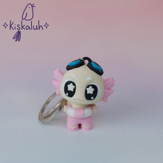 Beach axolotl, flexible keychain, bag charm