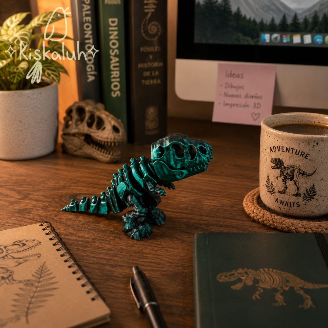 T. rex esqueleto, dinosaurio articulado 3D, 7 cm