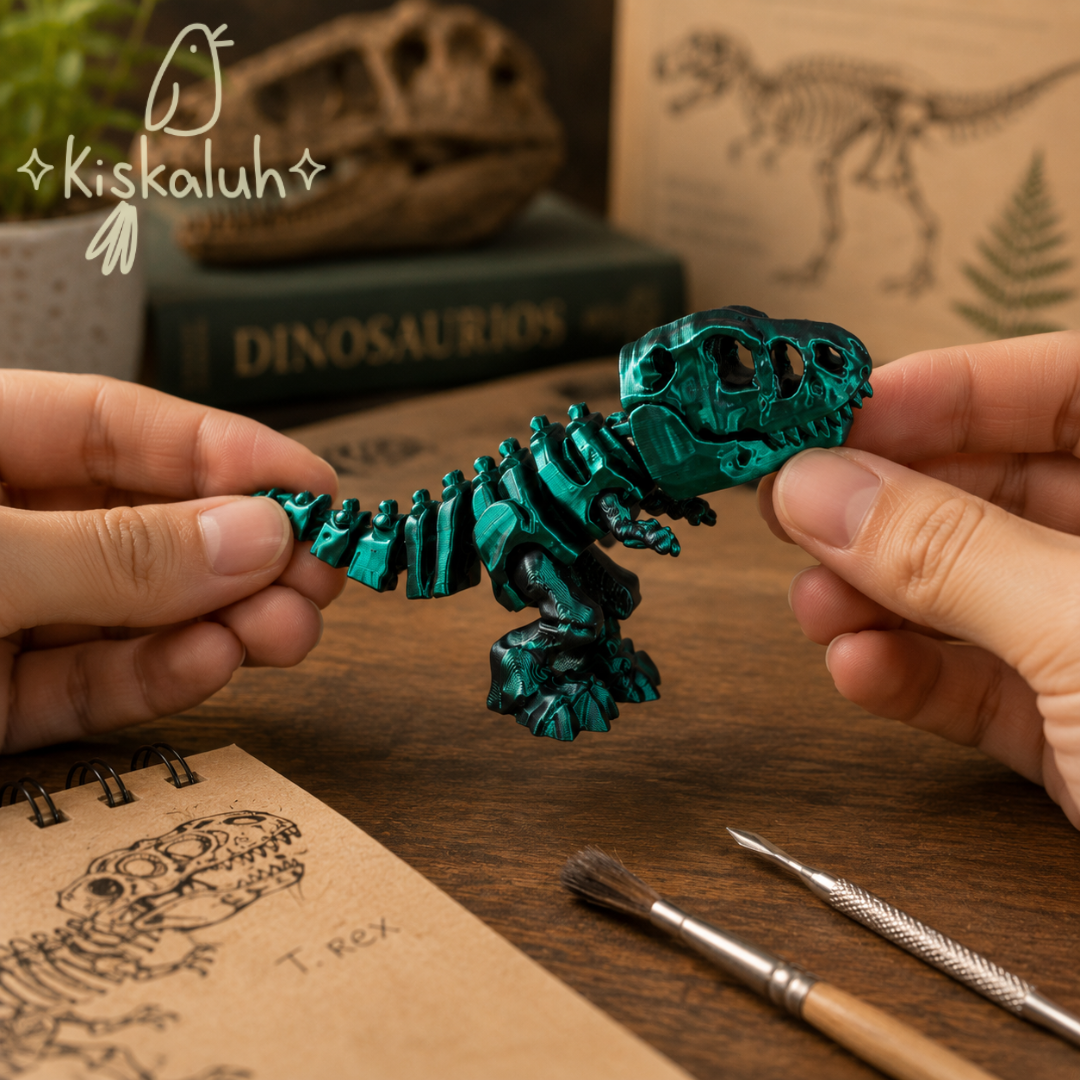T. rex esqueleto, dinosaurio articulado 3D, 7 cm