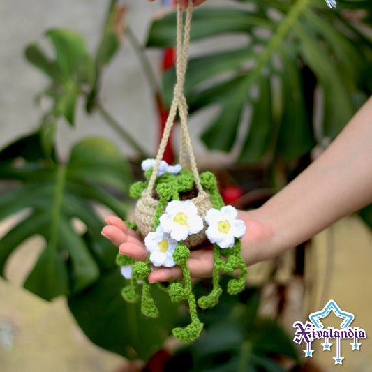 Hanging plant for car, handmade crochet ornament