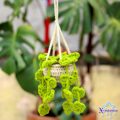 Planta colgante para carro, adorno tejido artesanal