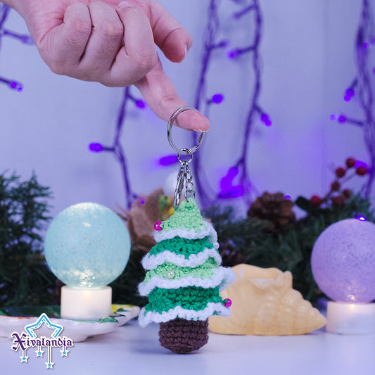 Llavero pino navidad 8cm, adorno tejido artesanal