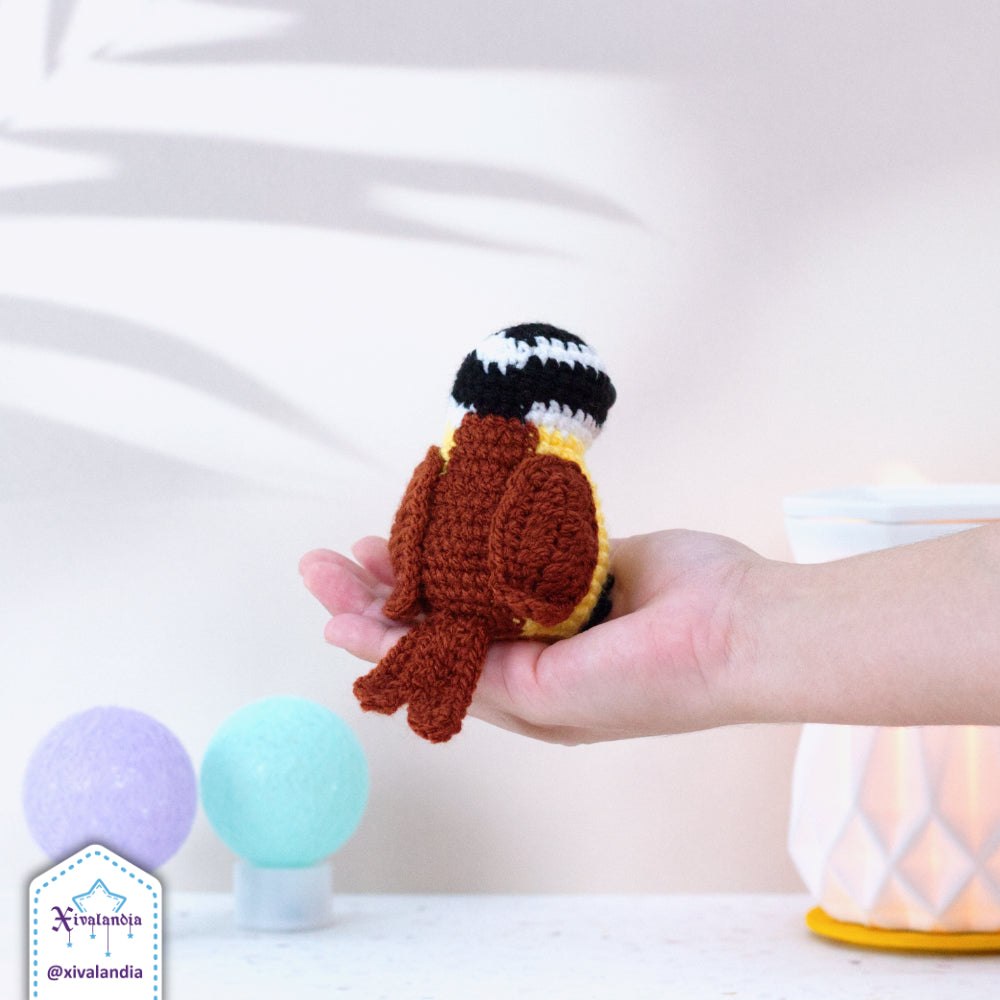 Peluche Pájaro Bienteveo 10cm, Pitangus sulphuratus, tejido crochet artesanal, amigurumi