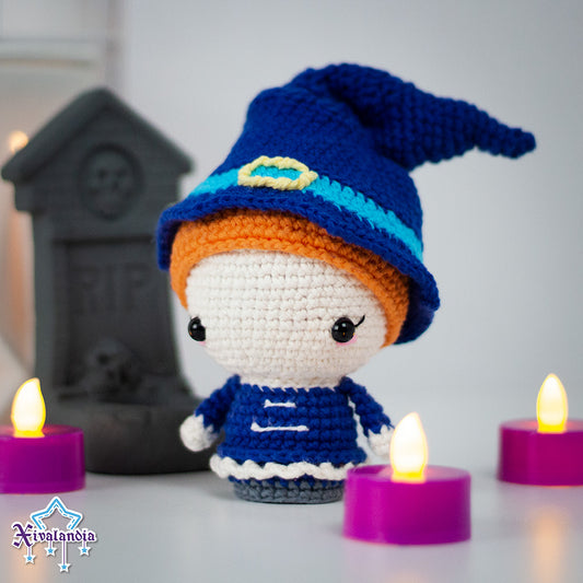 Witch crochet decorative plush - 5 in/13cm - handmade amigurumi
