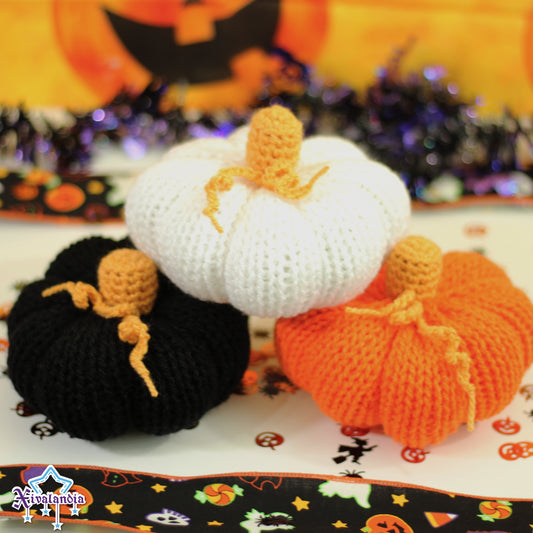 Peluche calabaza decorativa, 14cm, tejido artesanal