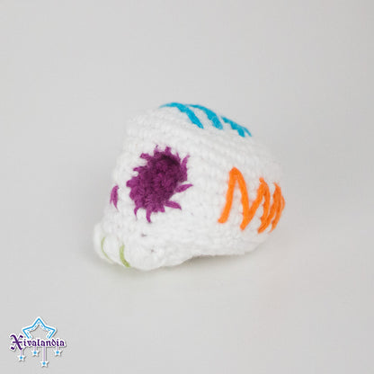 Peluche mini Calaverita de Azúcar 5cm, cráneo calavera, crochet artesanal, amigurumi