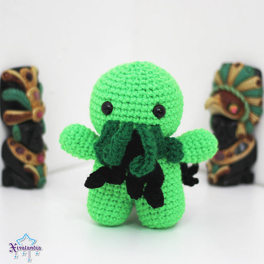 Peluche Cthulhu 14cm, tejido crochet artesanal, amigurumi