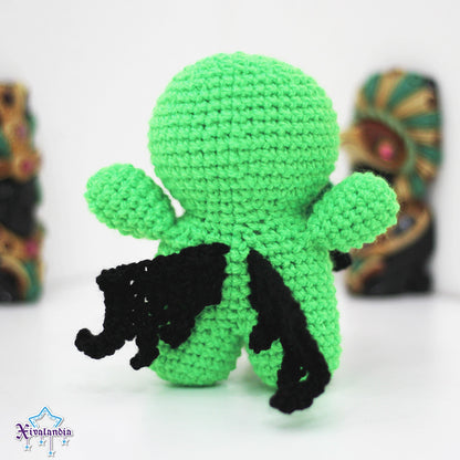 Peluche Cthulhu 14cm, tejido crochet artesanal, amigurumi