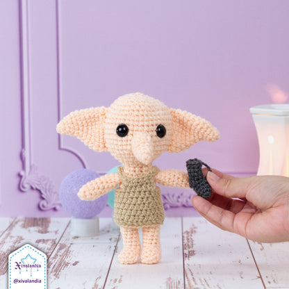Dobby plush, Harry Potter crochet - 6 in/15cm - handmade amigurumi