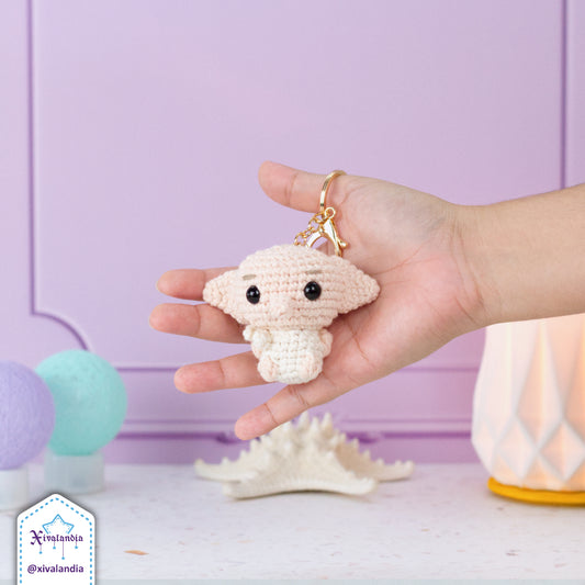 Dobby plush keychain, HP bag charm, 7cm/2.5in, handmade crochet, amigurumi