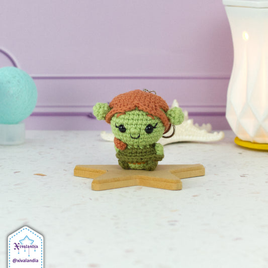 Llavero Fiona de peluche, Shrek bag charm, 7cm/2.5 pulg, tejido crochet artesanal, amigurumi