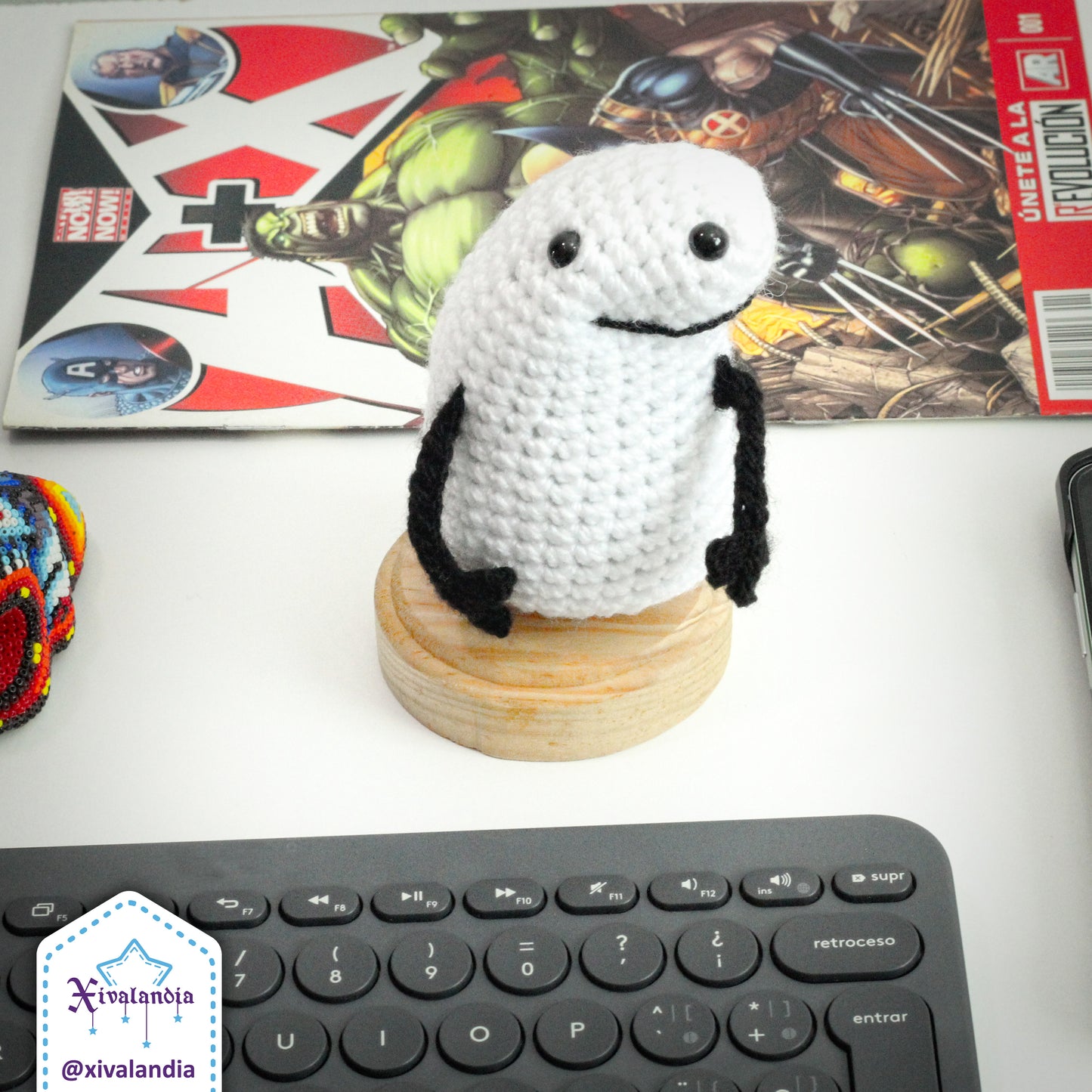 Peluche meme flork 8cm, deformitos, tejido crochet artesanal, amigurumi