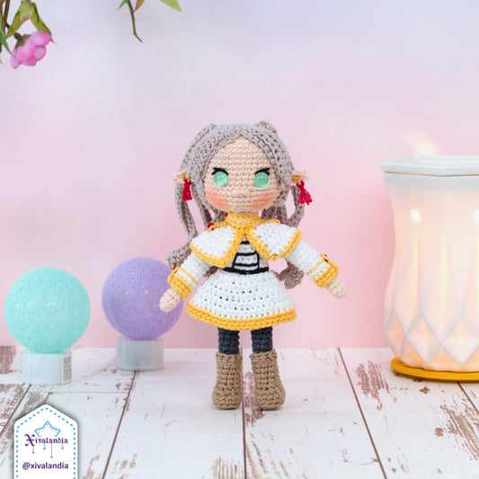 Frieren crochet doll, 18 cm/7 in, handmade plush toy amigurumi