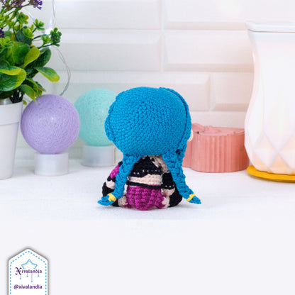 Jinx crochet doll, 10 cm/4 in, handmade amigurumi plush