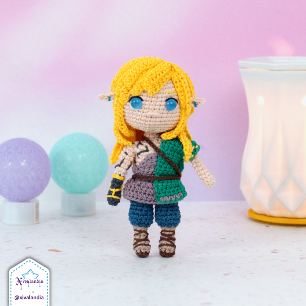 Muñeco tejido Link TOTK, 16 cm, crochet artesanal, peluche amigurumi