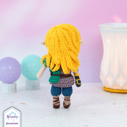 Muñeco tejido Link TOTK, 16 cm, crochet artesanal, peluche amigurumi