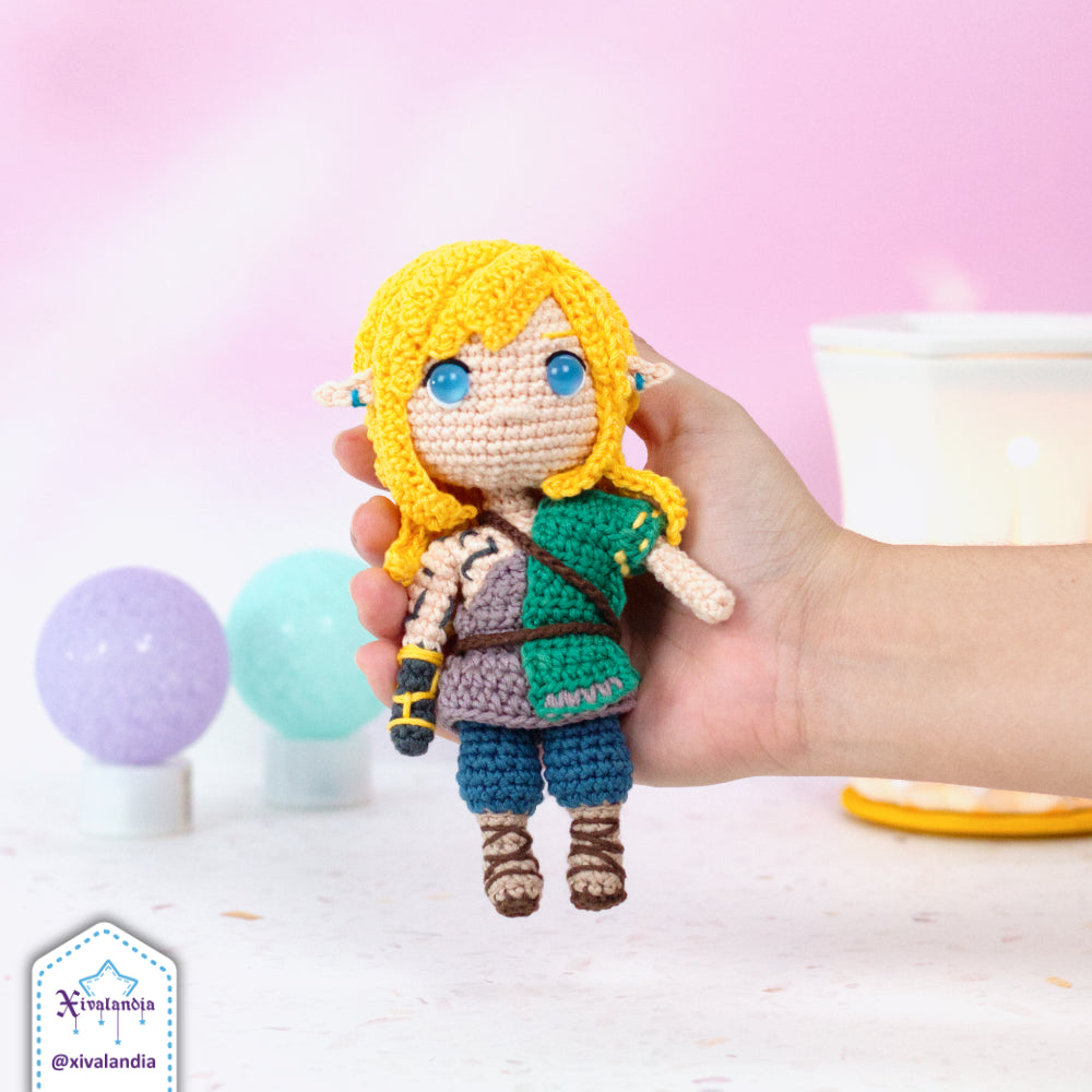 Muñeco tejido Link TOTK, 16 cm, crochet artesanal, peluche amigurumi