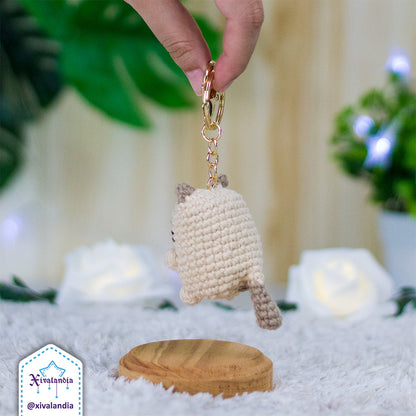 Llavero Gato 7cm,  tejido crochet artesanal , amigurumi