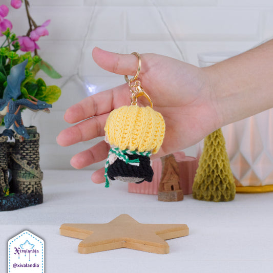 Malfoy plush keychain, HP bag charm, 7cm/2.5in, handmade crochet, amigurumi