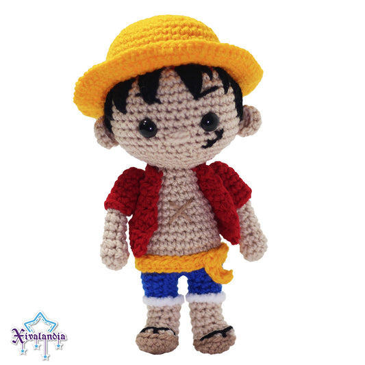 Luffy from One Piece crochet plush - 8 in/20cm - handmade amigurumi